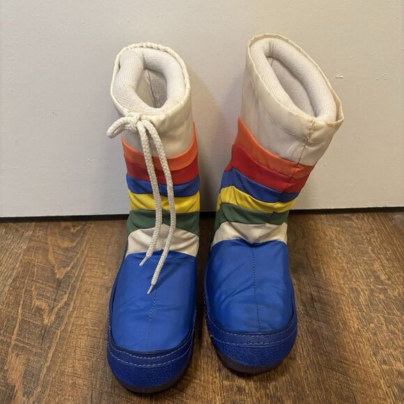 Vintage 80's Rainbow Moon Boots Snow Boots Women's Size 7-8  Made In Korea - Picture 2 of 8
